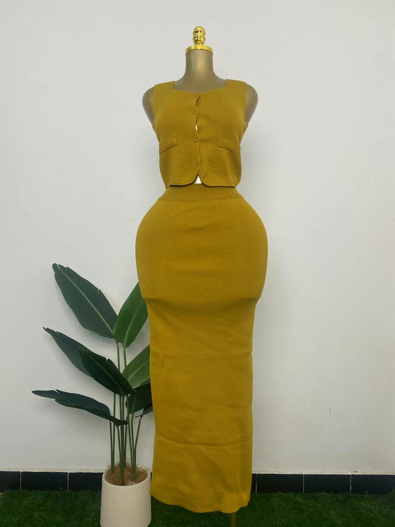 Women knitting Top and Skrit two-piece set 7