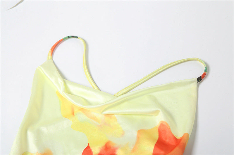 Women's Summer Fashion Print Sleeveless Low-Back Long Dress 12