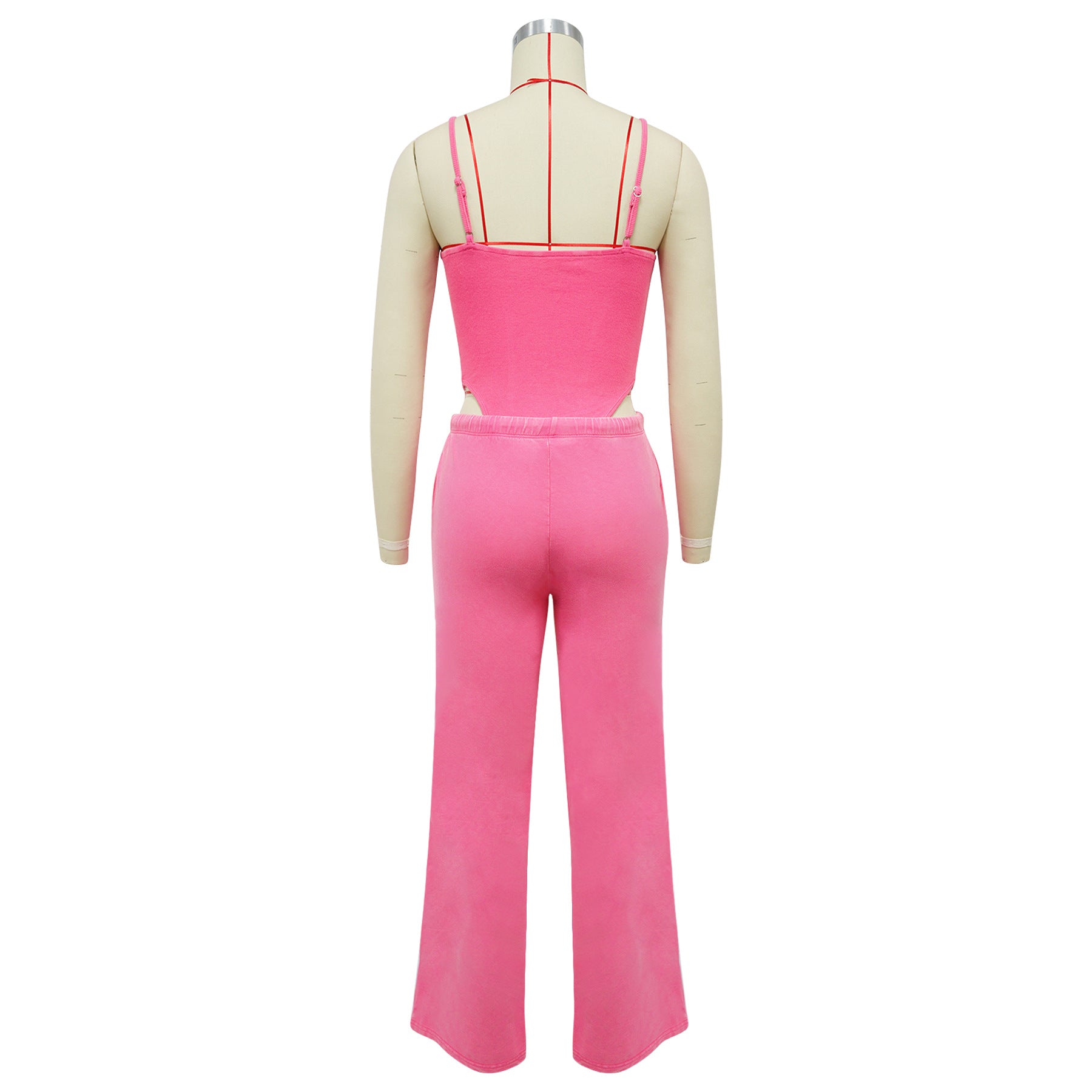 Women Sexy Cotton Washed Strapless Top and Pant Two-Piece Set 8