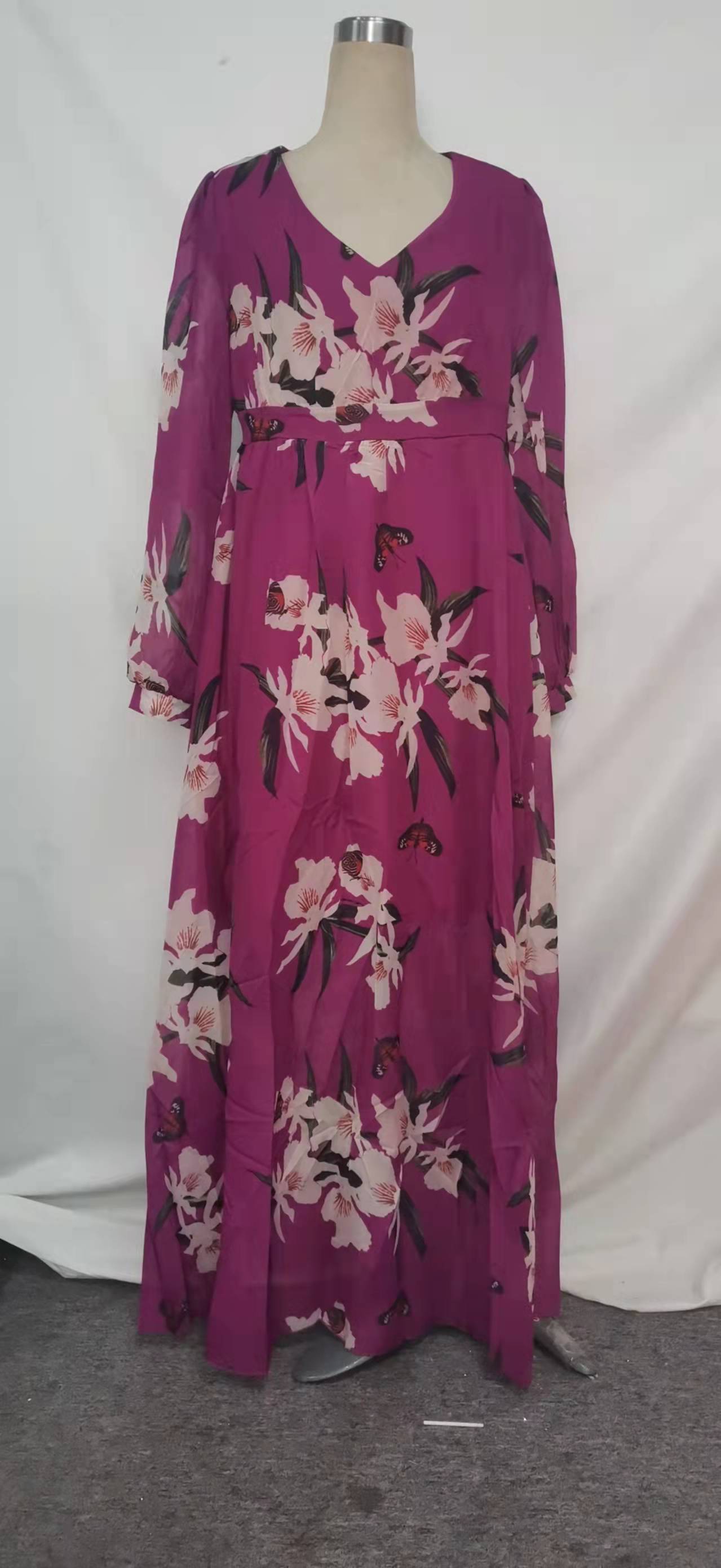 Women v-neck long-sleeve printed dress 6