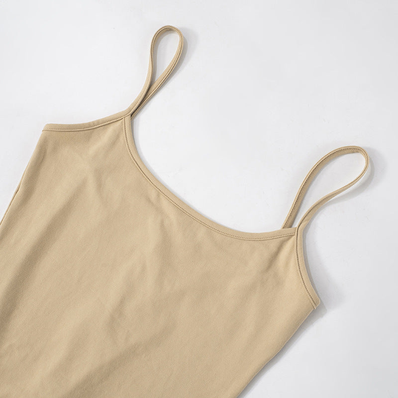 Women's Casual Solid Color Sleeveless Strap Slim Fit Slit Long Dress 12