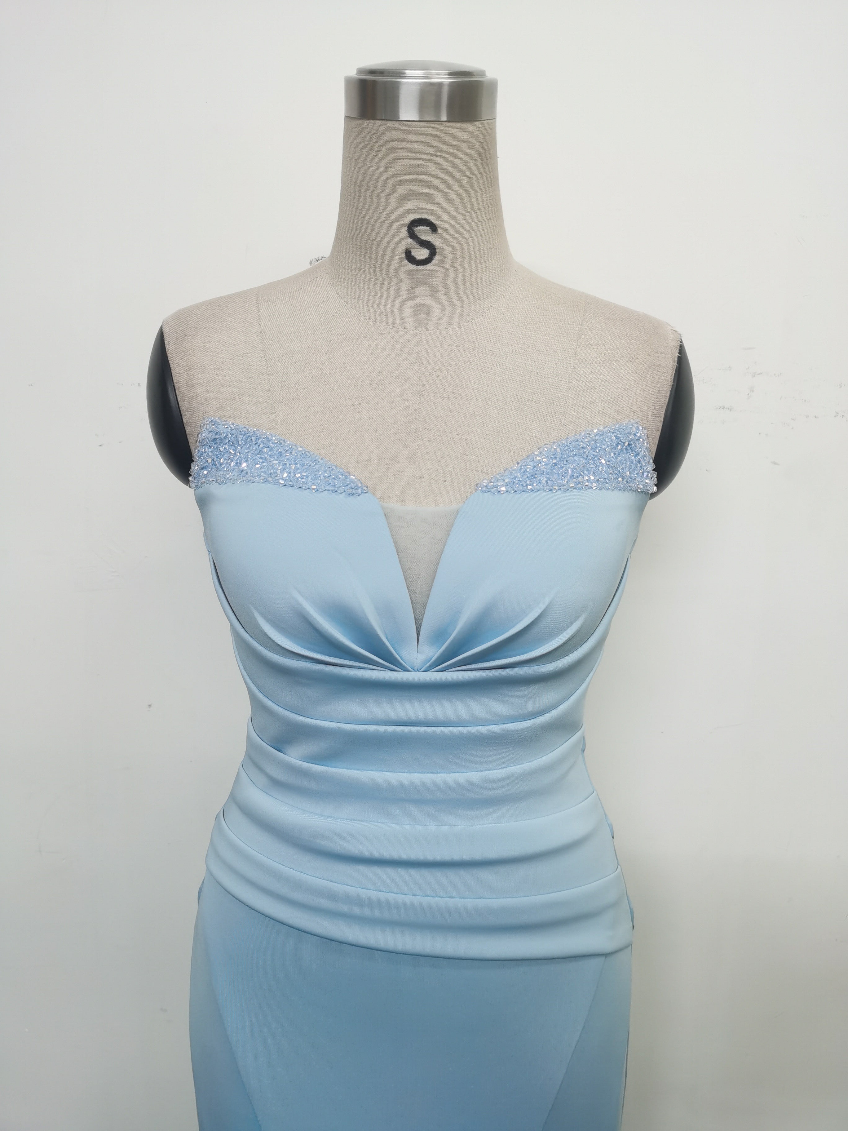 Women Satin Beaded Evening Dress 31