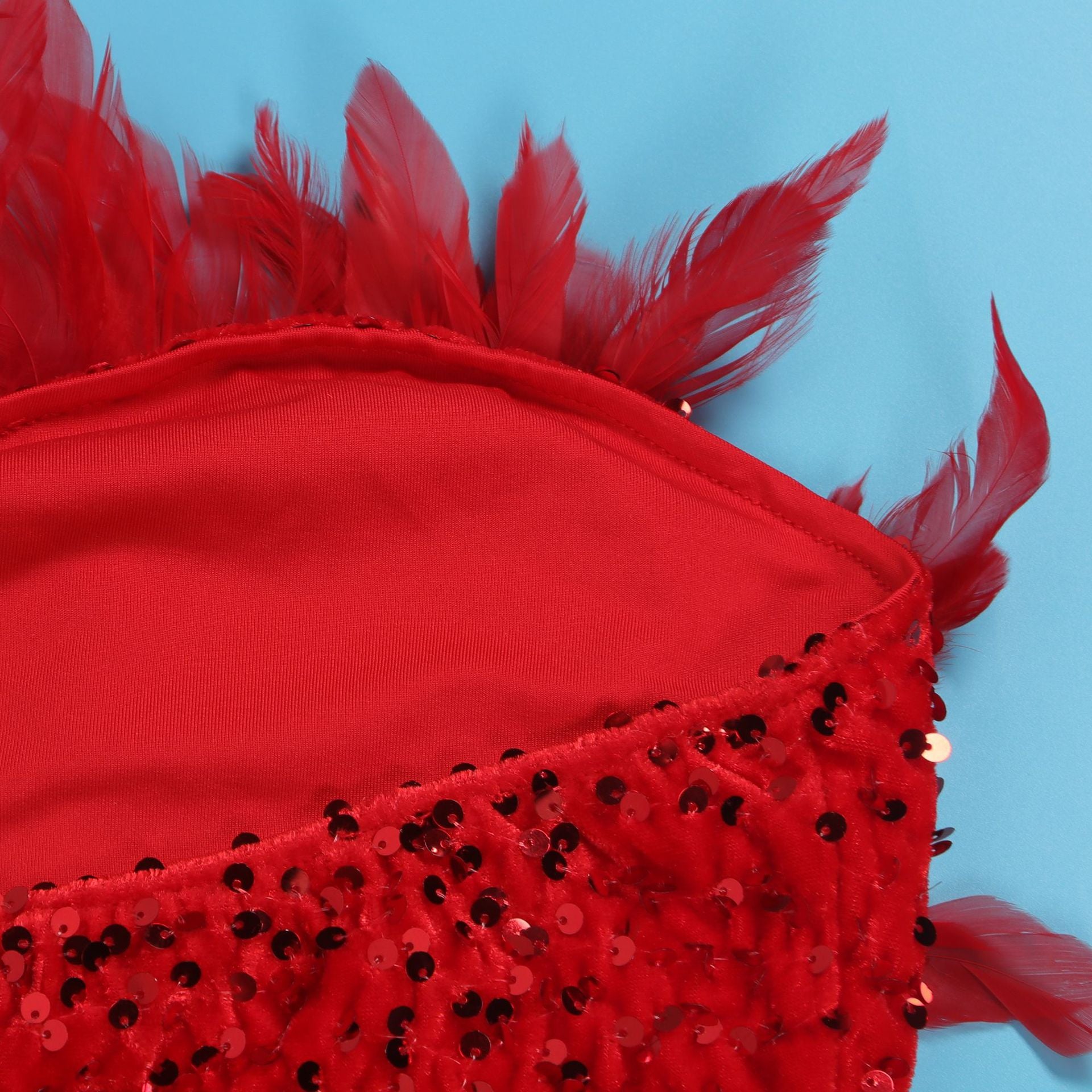 Sexy Feather Sequin Strapless Tight Fitting Slim Bodycon Dress 31