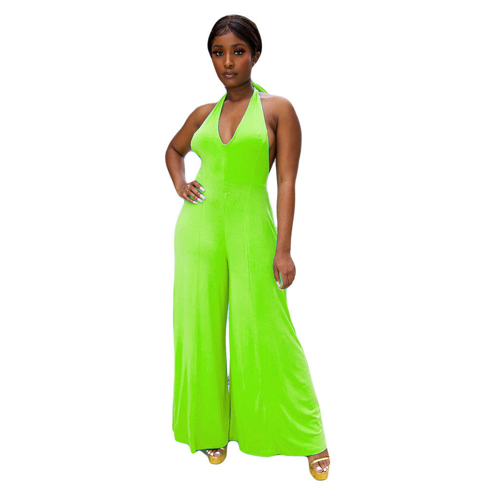 Women Summer Sexy Loose Sleeveless Backless Jumpsuit 4