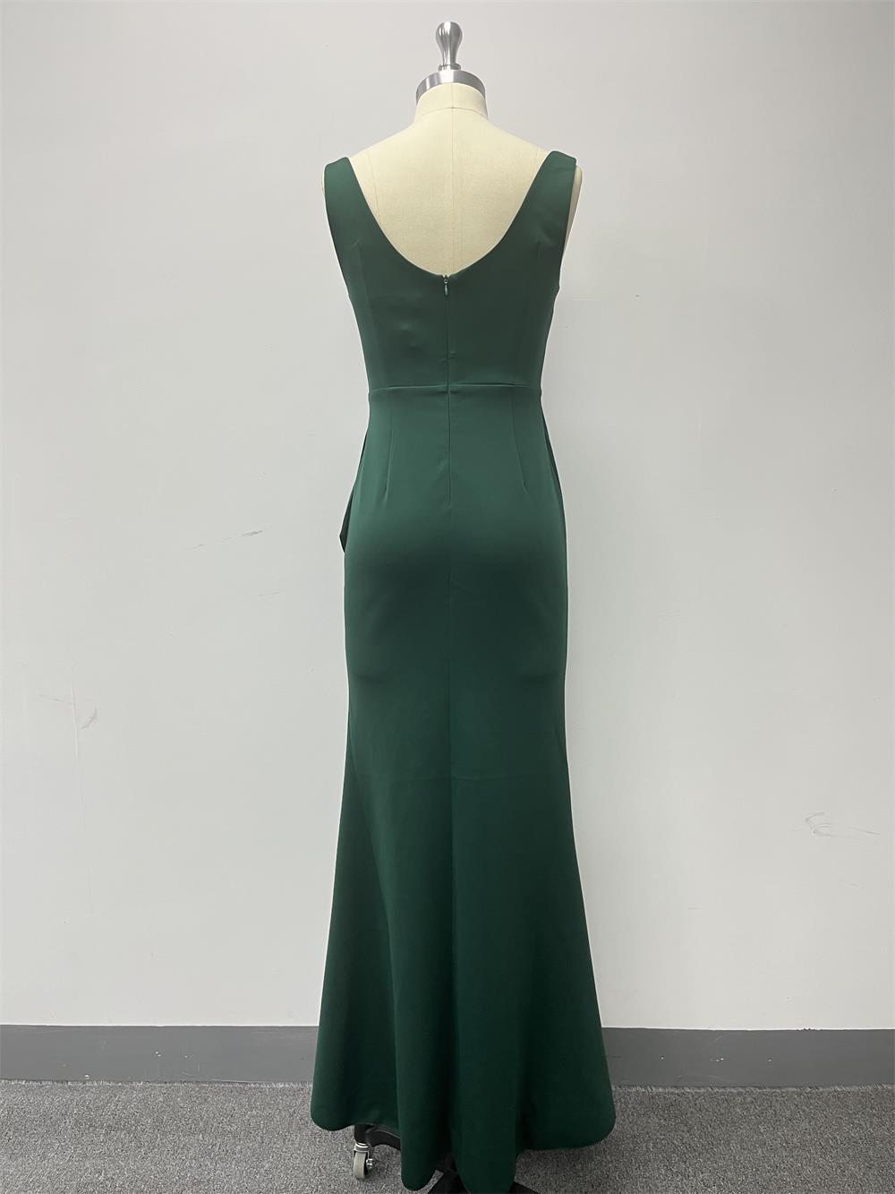 Women's Straps U-Neck High Slit Formal Party Dress 11