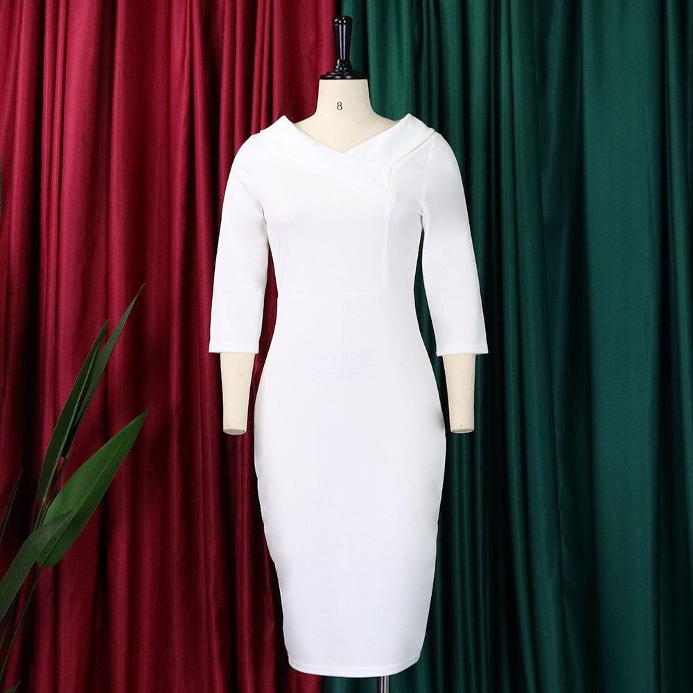 Women Elegant V-Neck Dress 15