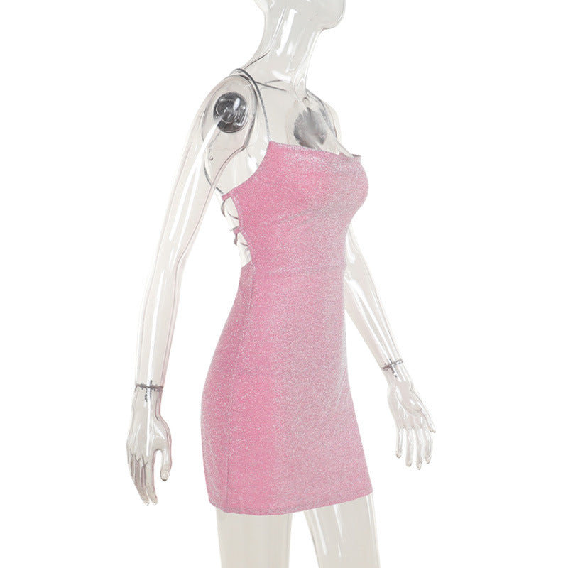 Autumn Chic Sexy Shiny Low Back Lace-Up Mini Dress 6