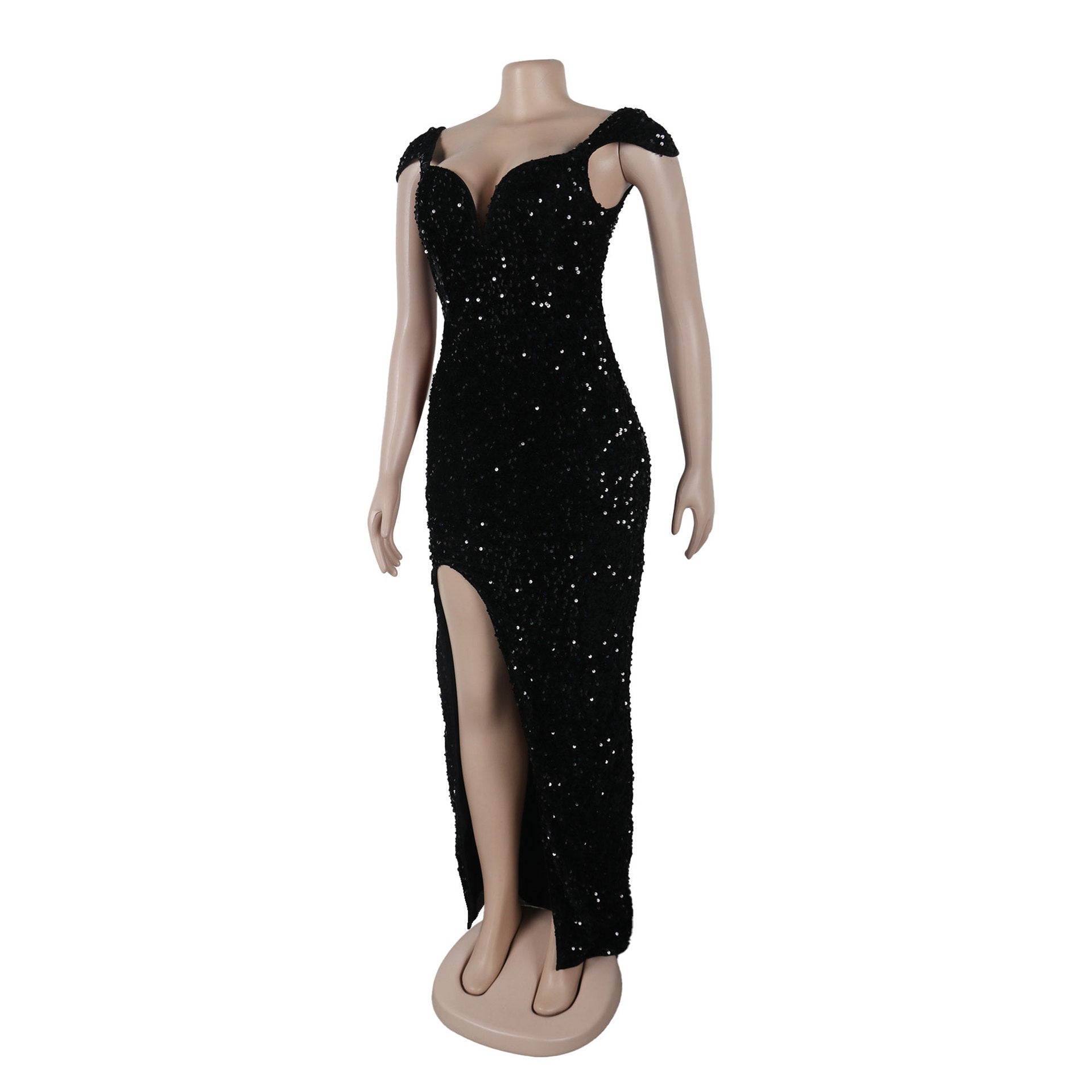 V-neck sequin slit sequin bodycon dress 16