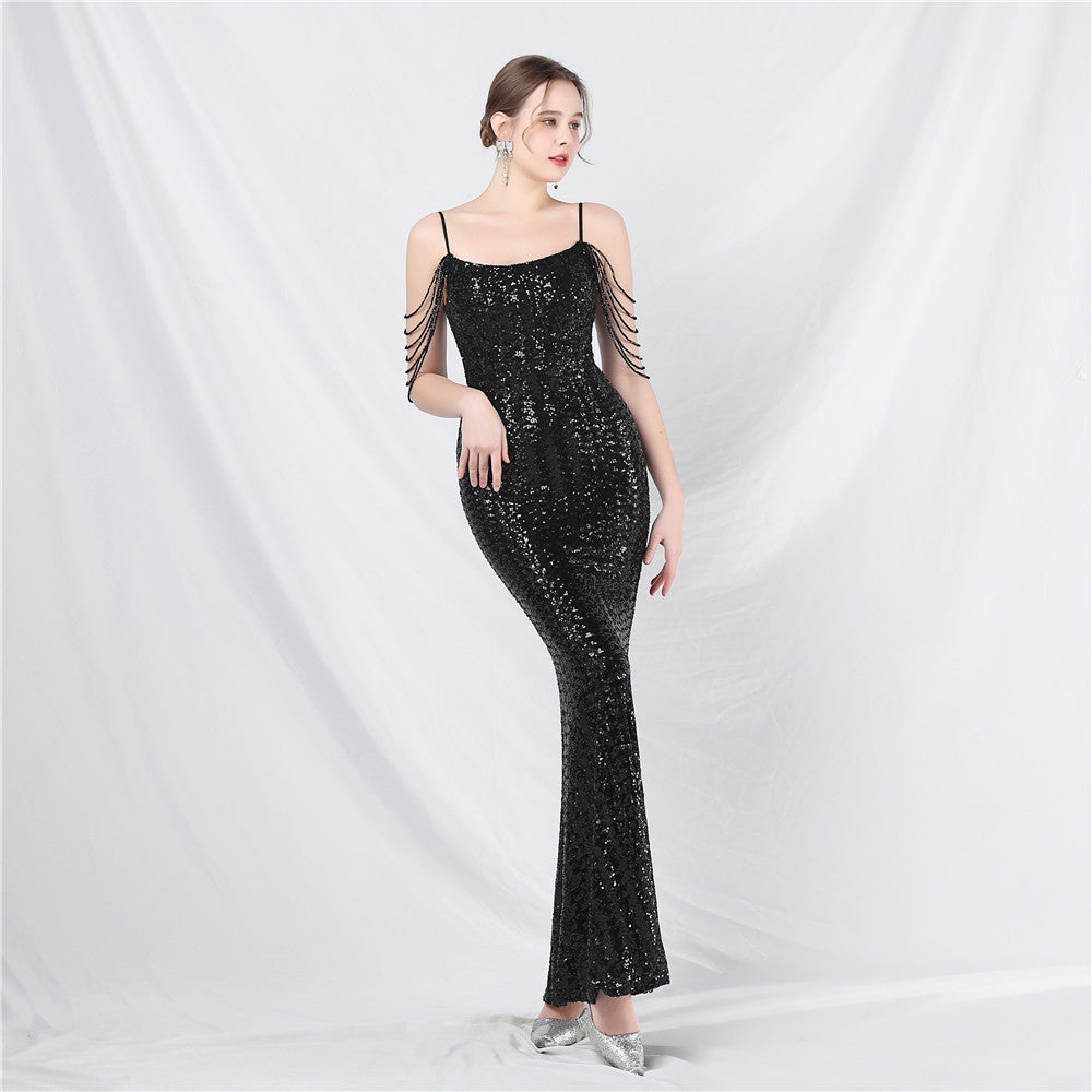 luxury sequins beaded long evening dress 11