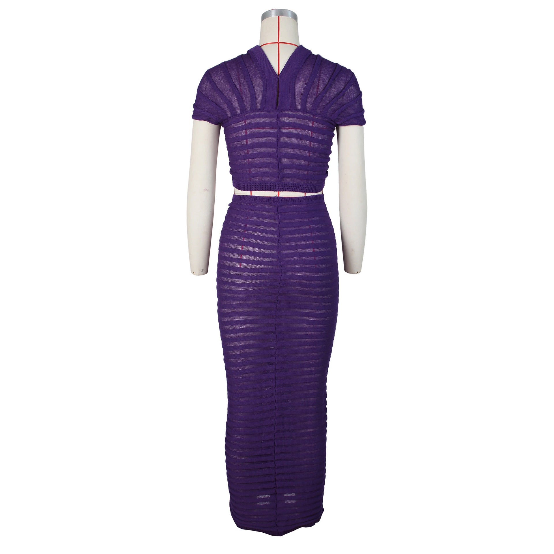 Women's Sexy Knitting See-Through Nightclub Low Waist Bodycon Two Piece Skirt Set 14