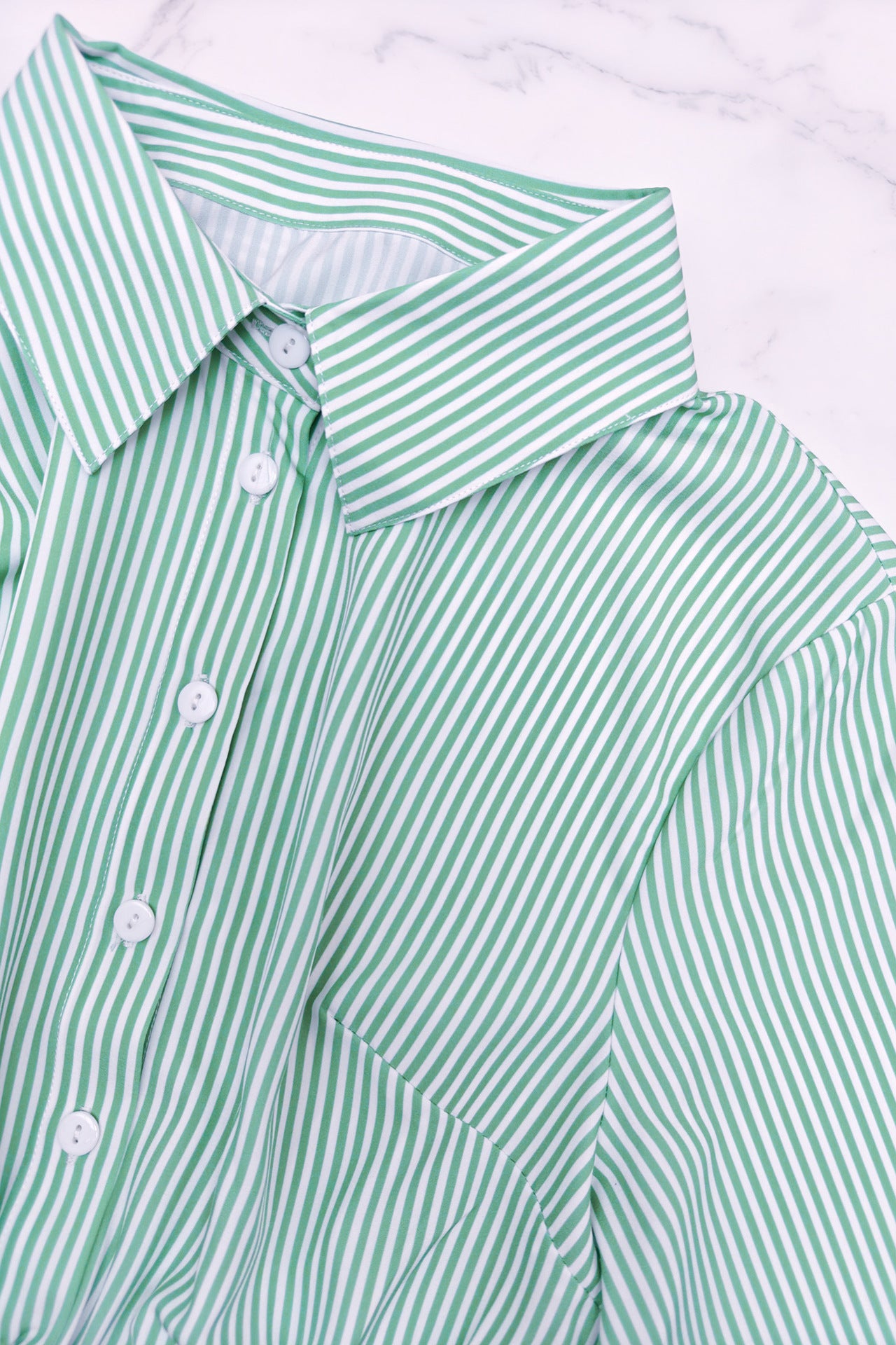 Women's Striped Long Sleeve Turndown Collar Elegant Casual Belted Long Dress 10