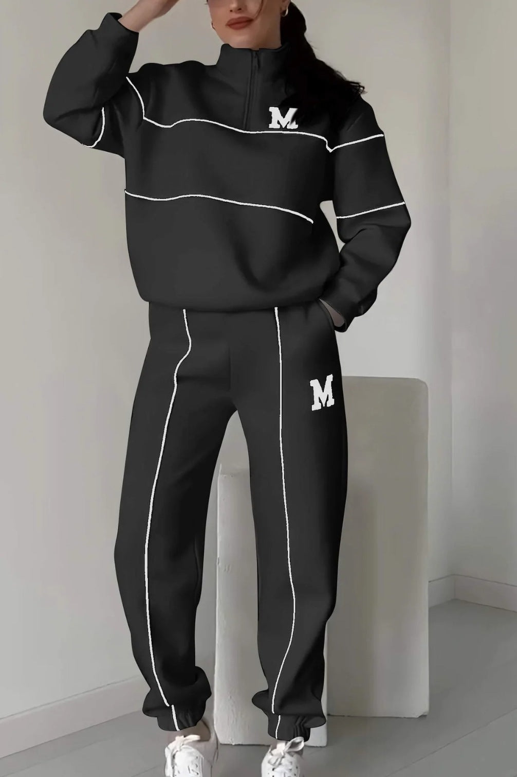 Autumn Winter Letter Long-Sleeved Top Trousers Casual Sports Suits 3