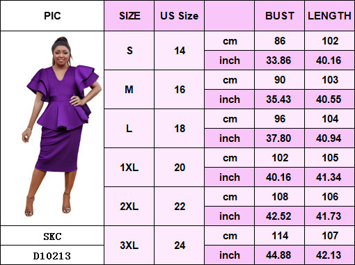 Plus Size Women Elegant Ruffle Dress 8