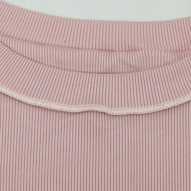 Casual Fashion Pink Short Sleeve T-shirt Tight Fitting Pants Two-piece Women's Set 10