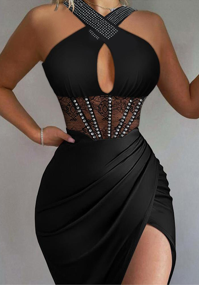 Women sexy cross hollow dress