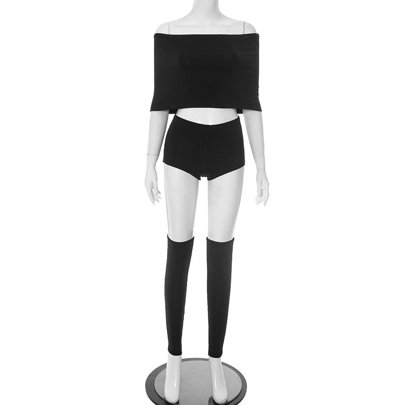 Women's Spring-Summer Off-Shoulder Two-Piece Shorts Set 5