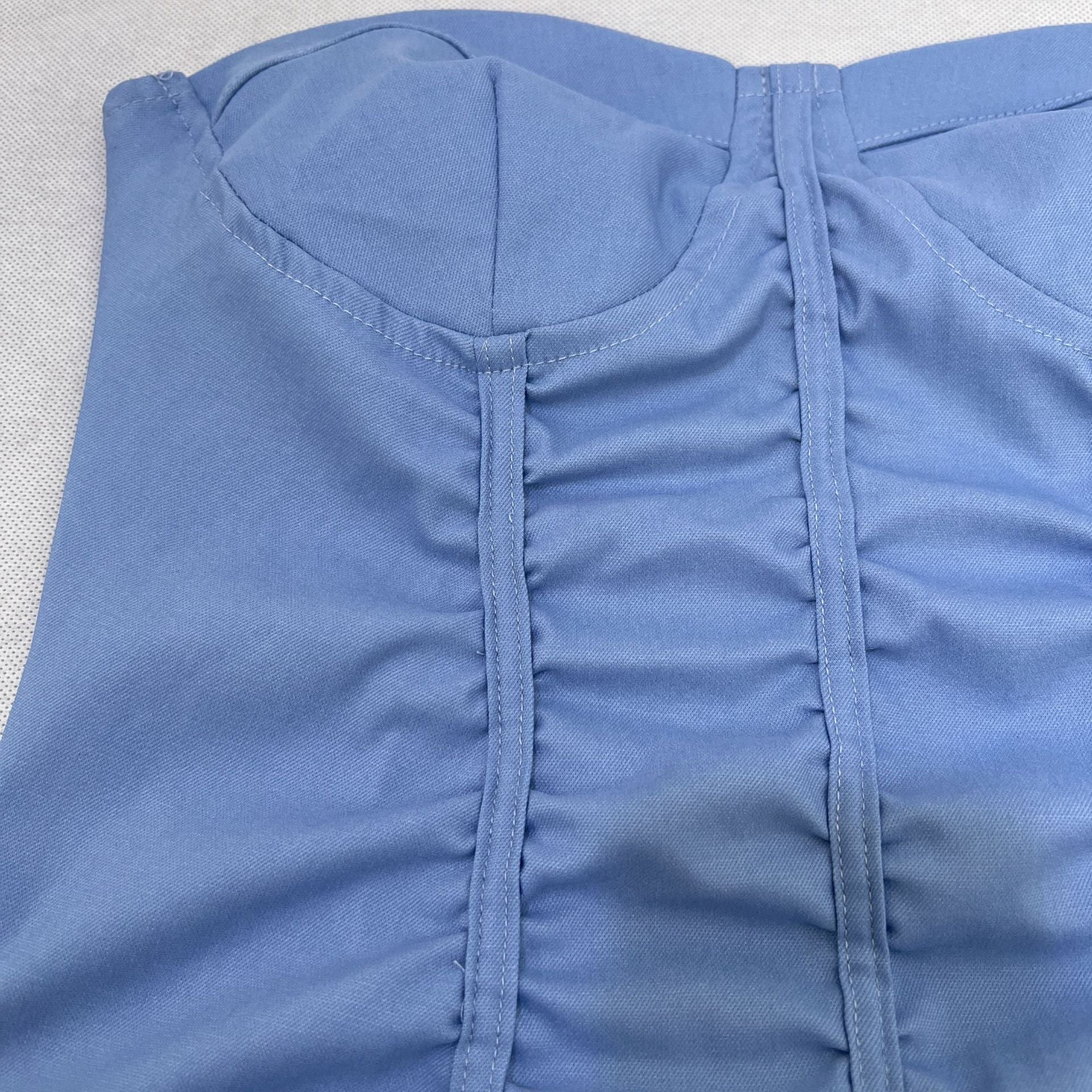 Women's Fashion Solid Color Strapless Slim Waist Pleated Women's Bodycon Dress 11