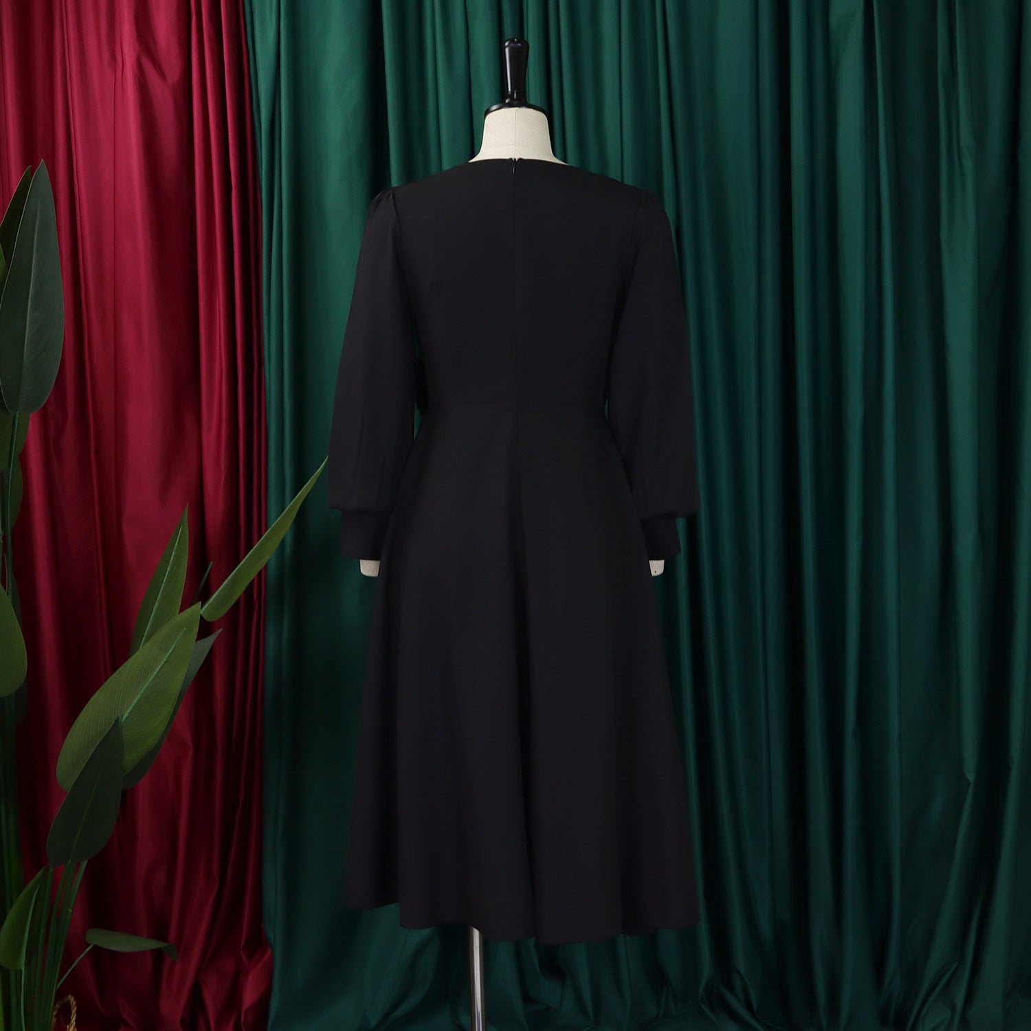 Plus Size Spring Elegant Solid Dress for Women 19