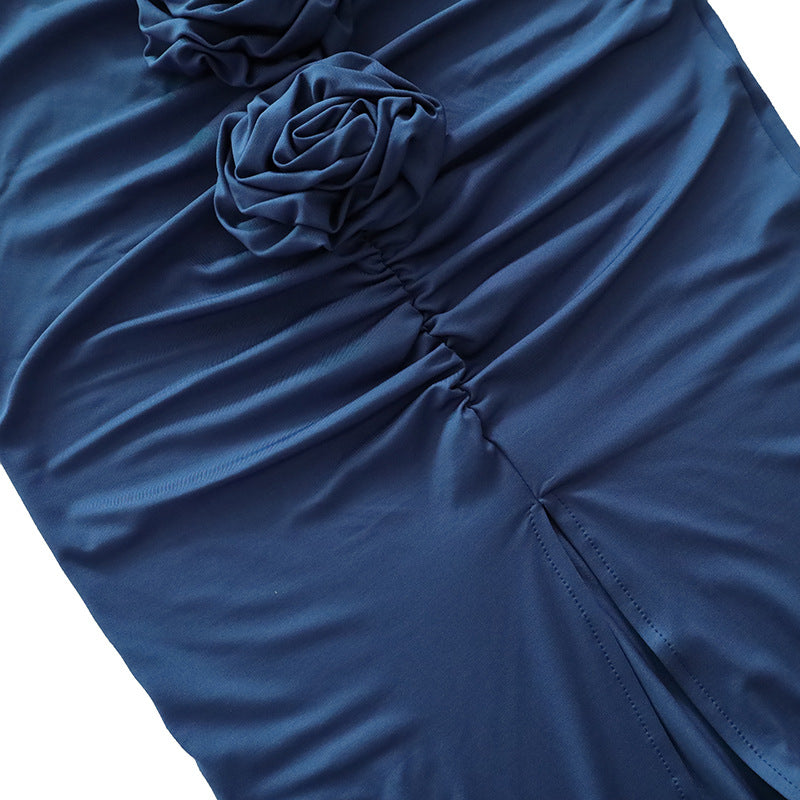 Summer Solid Color Slim Flower Split Long Skirt 28