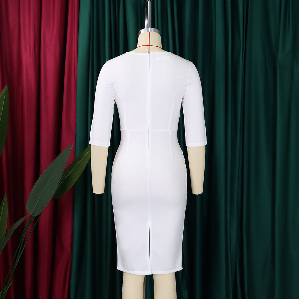 Women's V Neck Chic Bodycon OL Career Africa Plus Size Dress 26