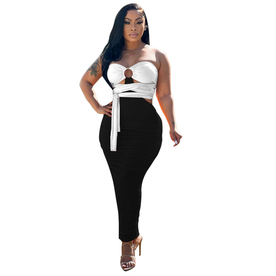 Women Summer Irregular Color Contrast Dress 3