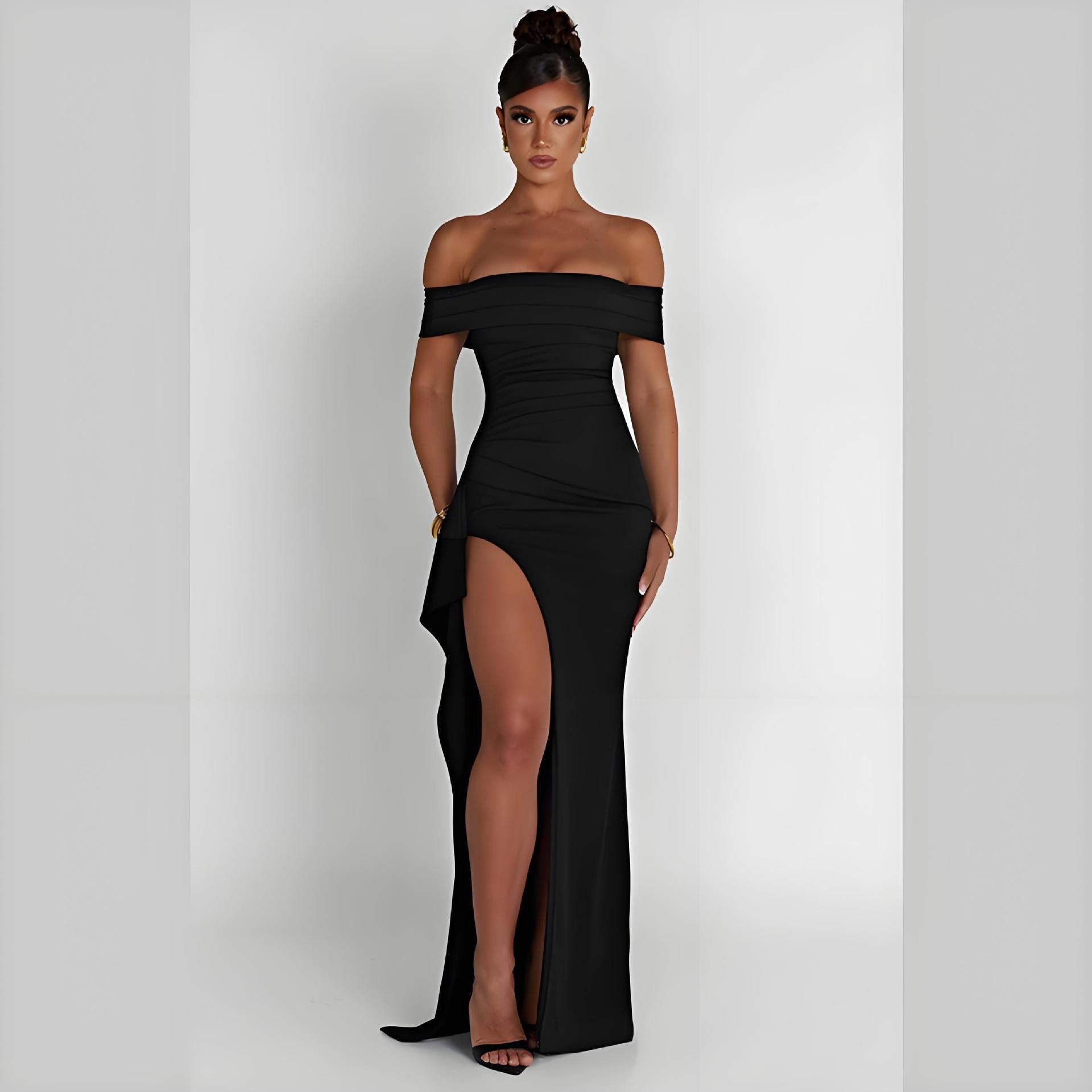 Summer Sexy Off Shoulder Low Back Slit Long Women's Dress 8