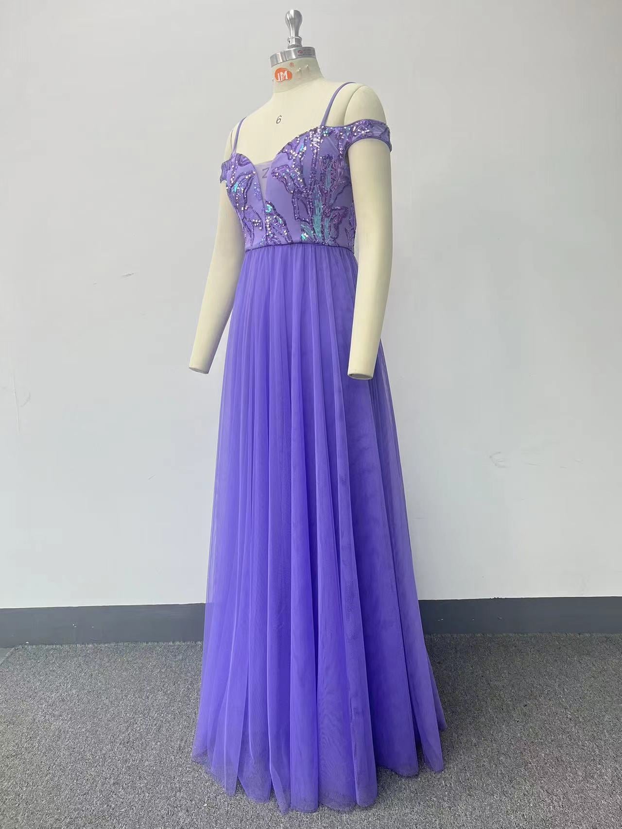 Off-Shoulder Straps Sequin Mesh Patchwork Elegant Party Dress 18