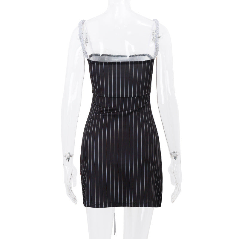 Summer Sexy Bow Lace Off Shoulder Strap Mini Women's Dress 8