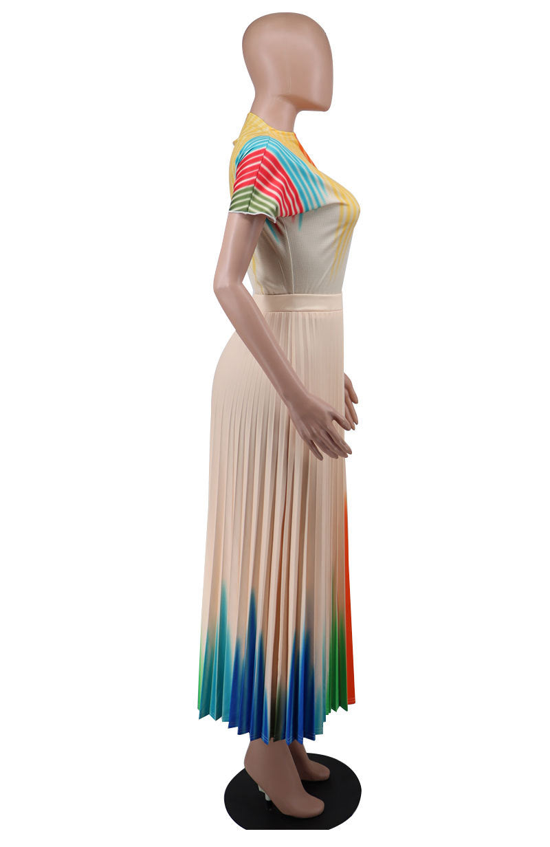 Plus Size Women Short Sleeve Printed Loose Dress 11