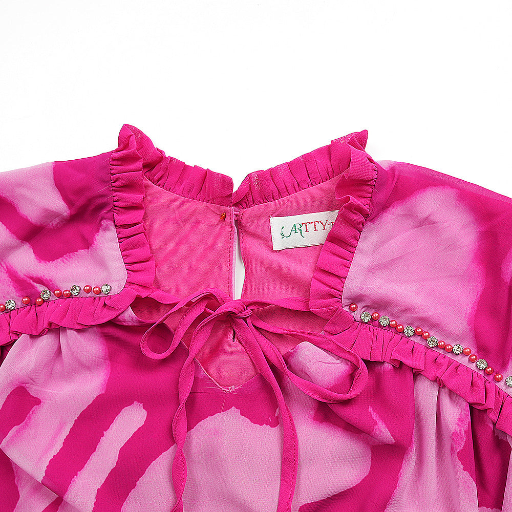 Plus Size African Women Chiffon Print Dress 17