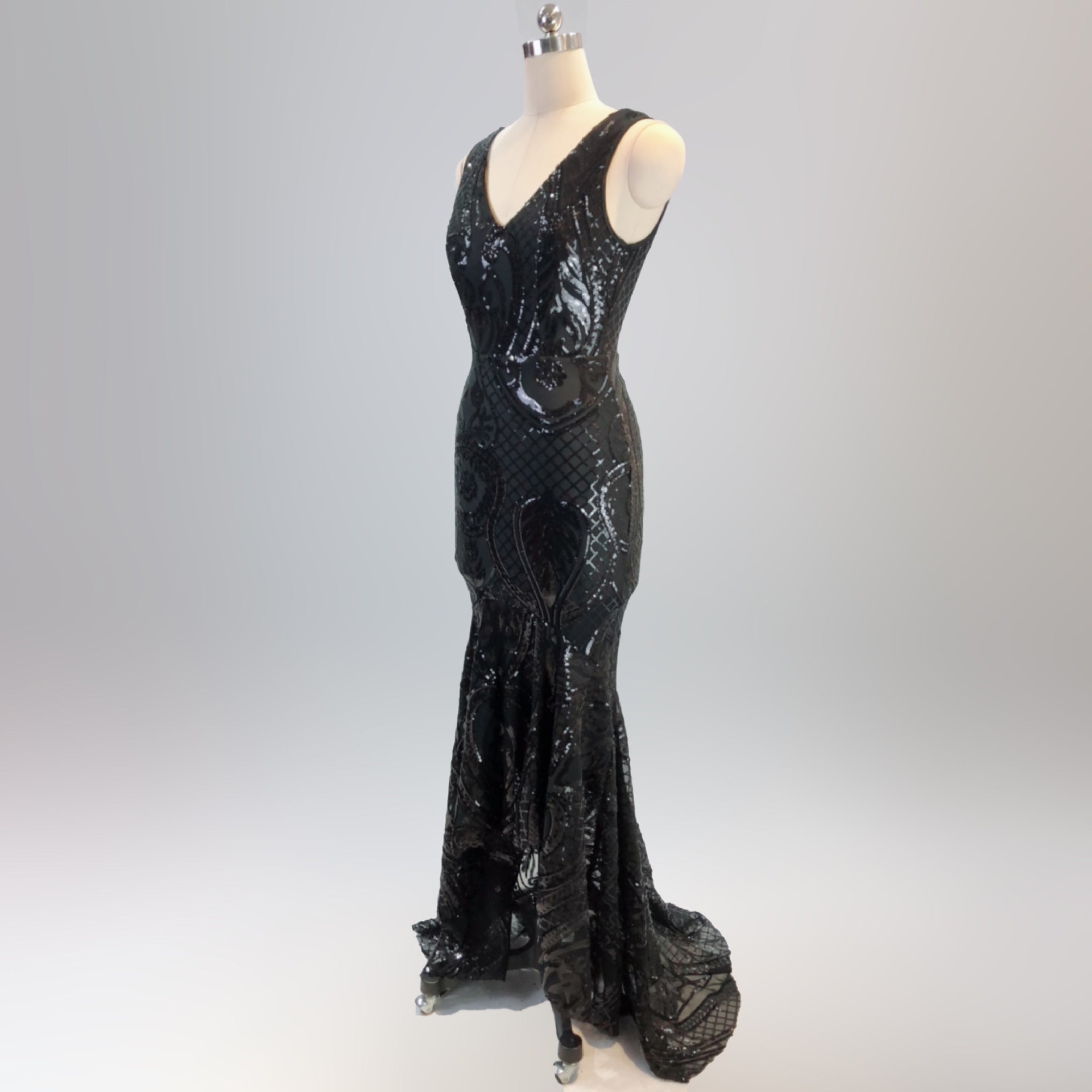 Evening dress female v-neck sexy sequins mermaid party dress dinner dress 19