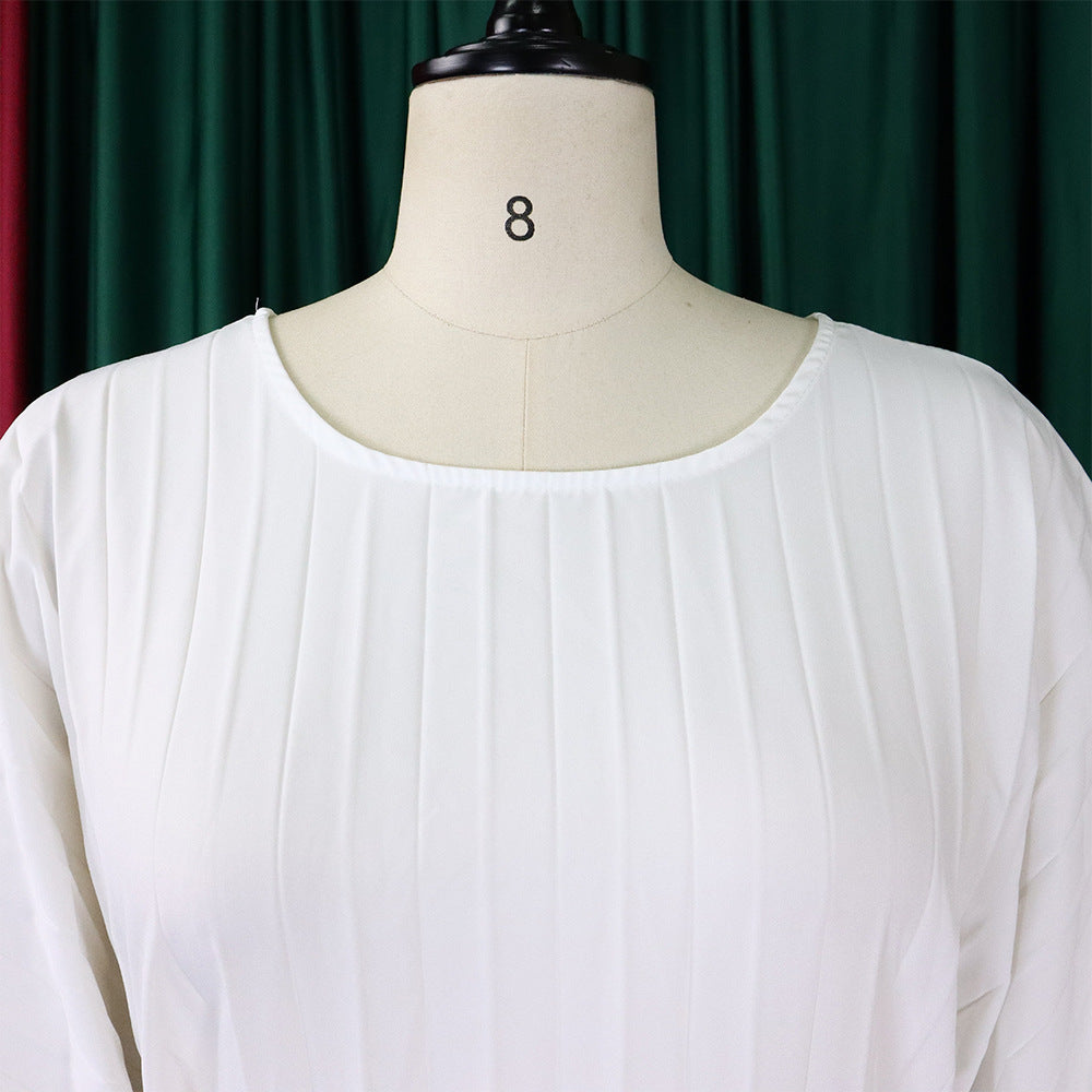 Plus Size Women Summer Loose Casual Shirt and Wide-leg Pants Two-Piece Set 17