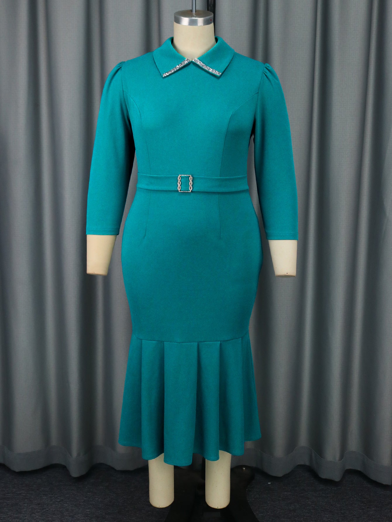 Plus Size Women African Shirt Collar Formal Party Fishtail Dresses 4