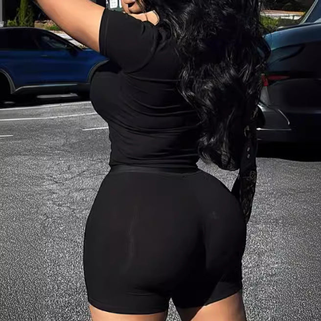 Trendy Print Short Sleeve T-Shirt Shorts Two Piece Set 3