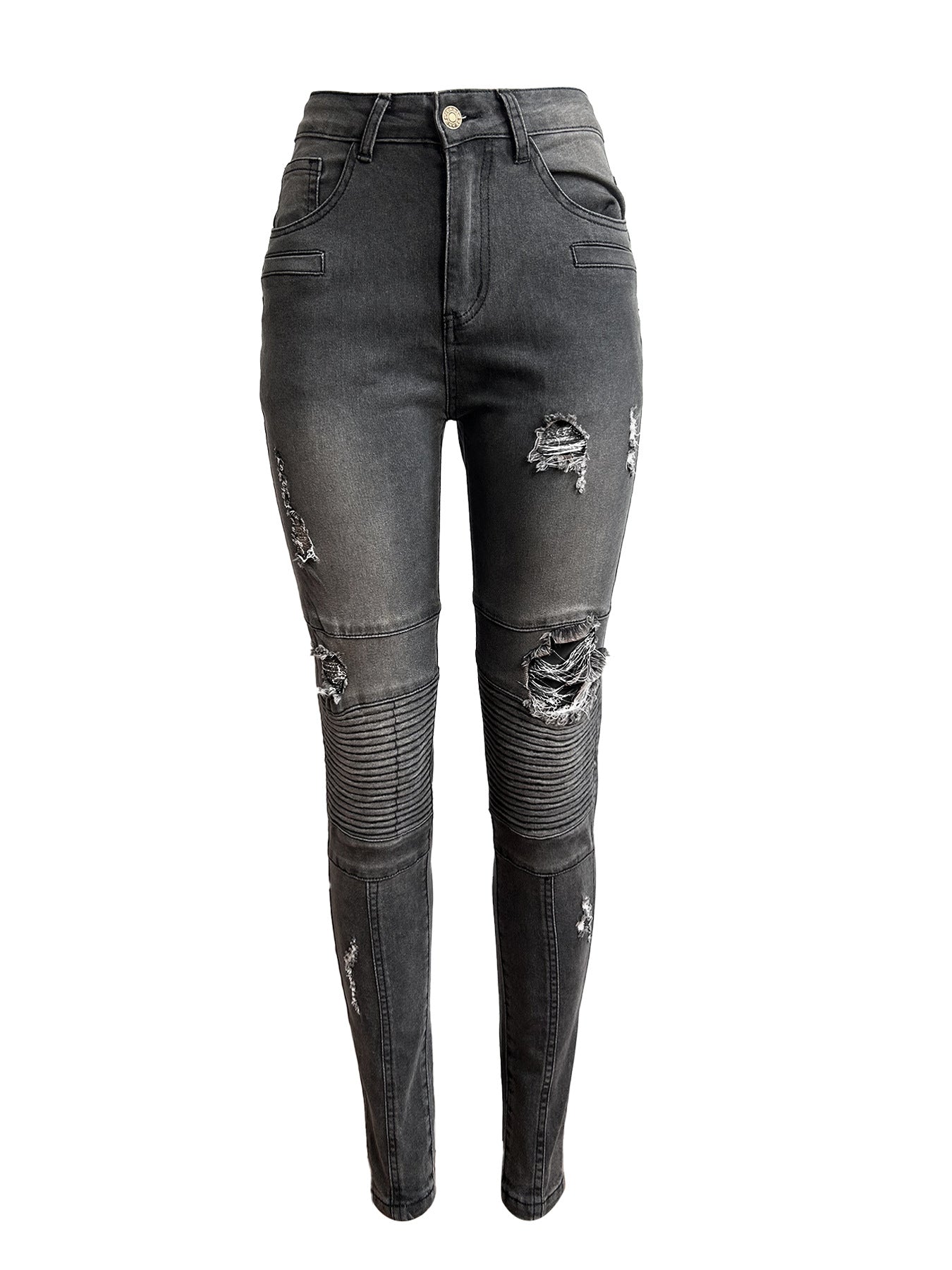 Women Stretch Ripped Denim Pants 9
