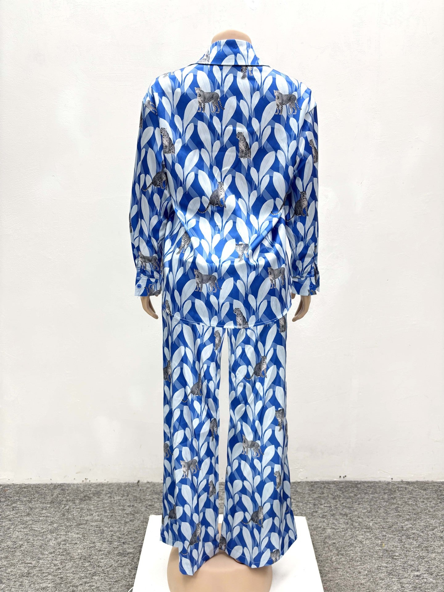 Spring Autumn African Print Casual Shirt Trousers Two-Piece Set 7