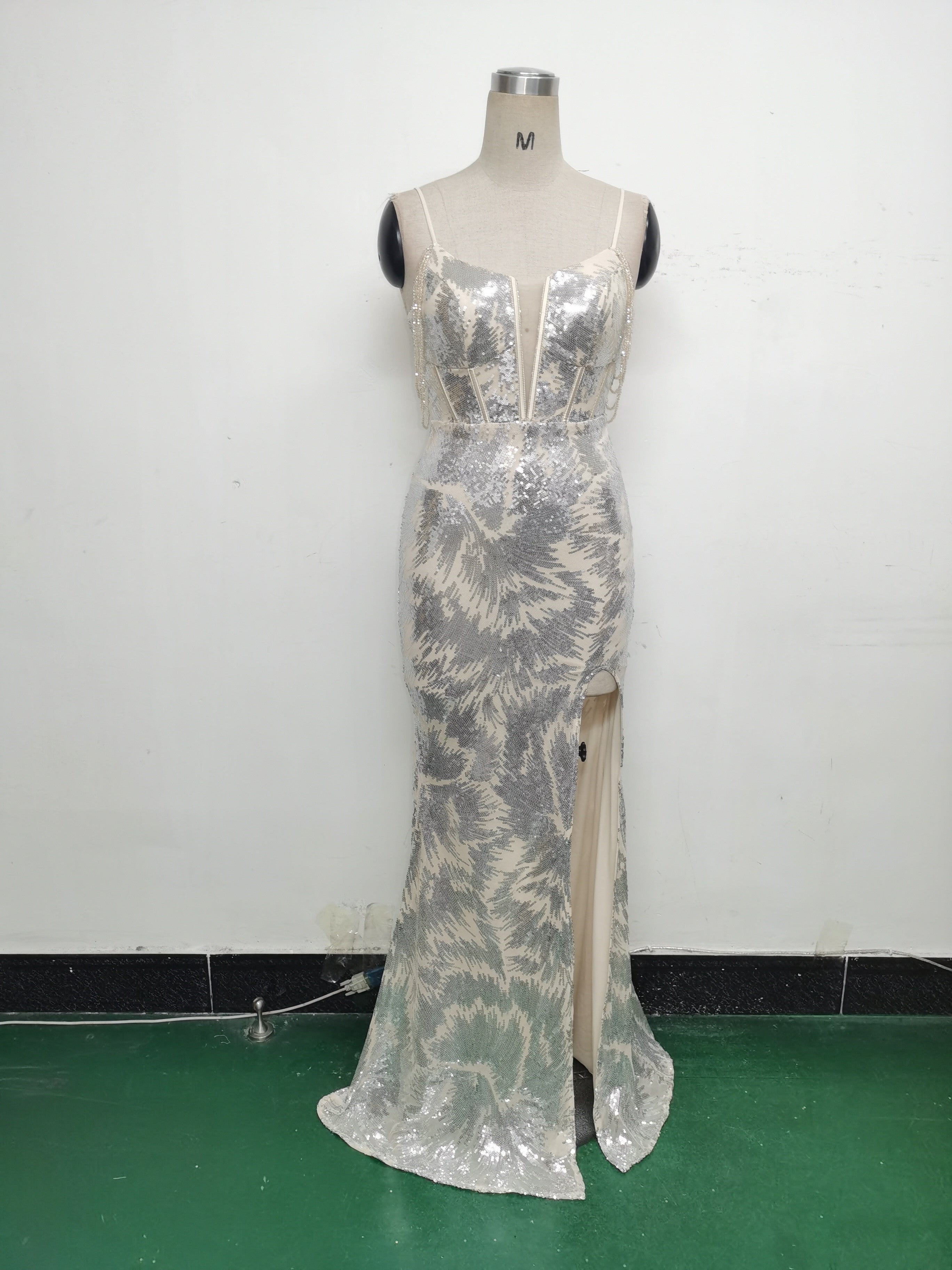 Women cross Lace-Up fishtail evening dress Formal Party evening dress 55