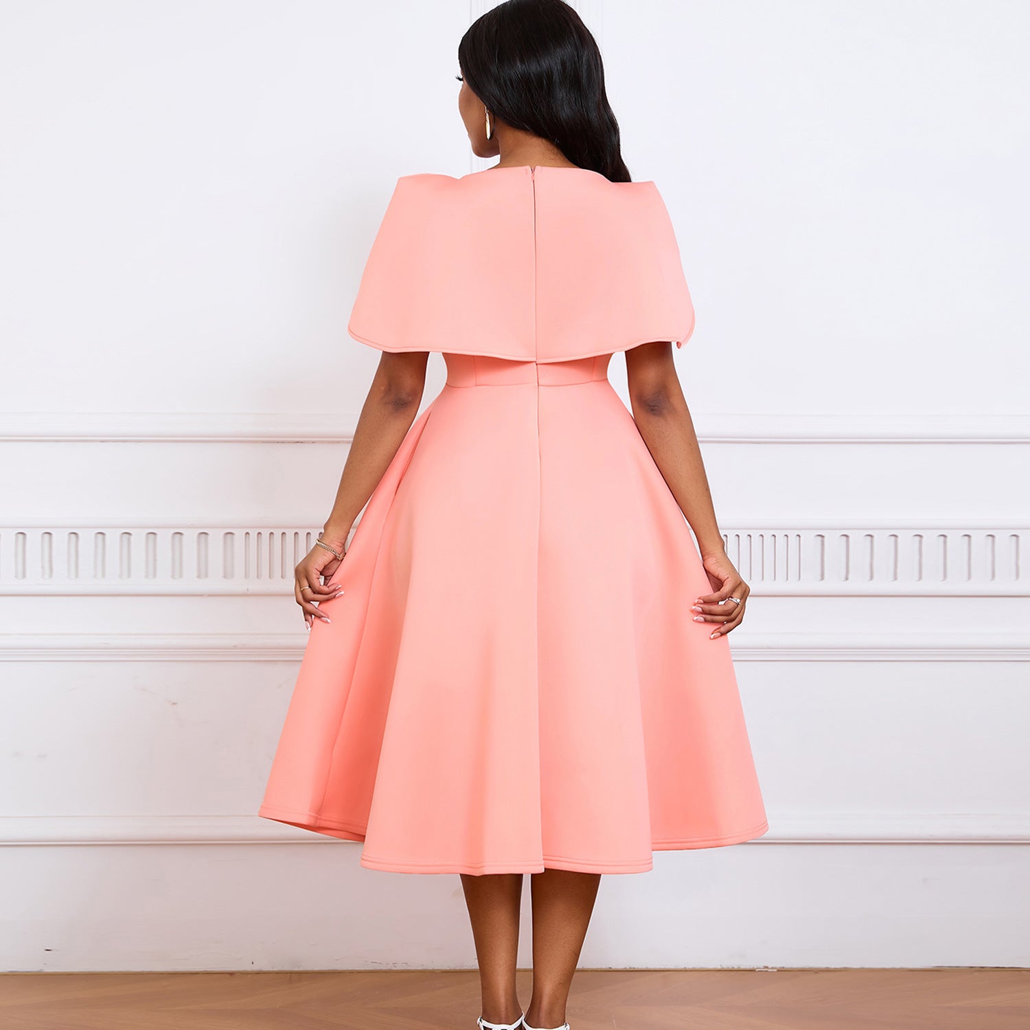 Women Short Sleeve Cape Dress 6