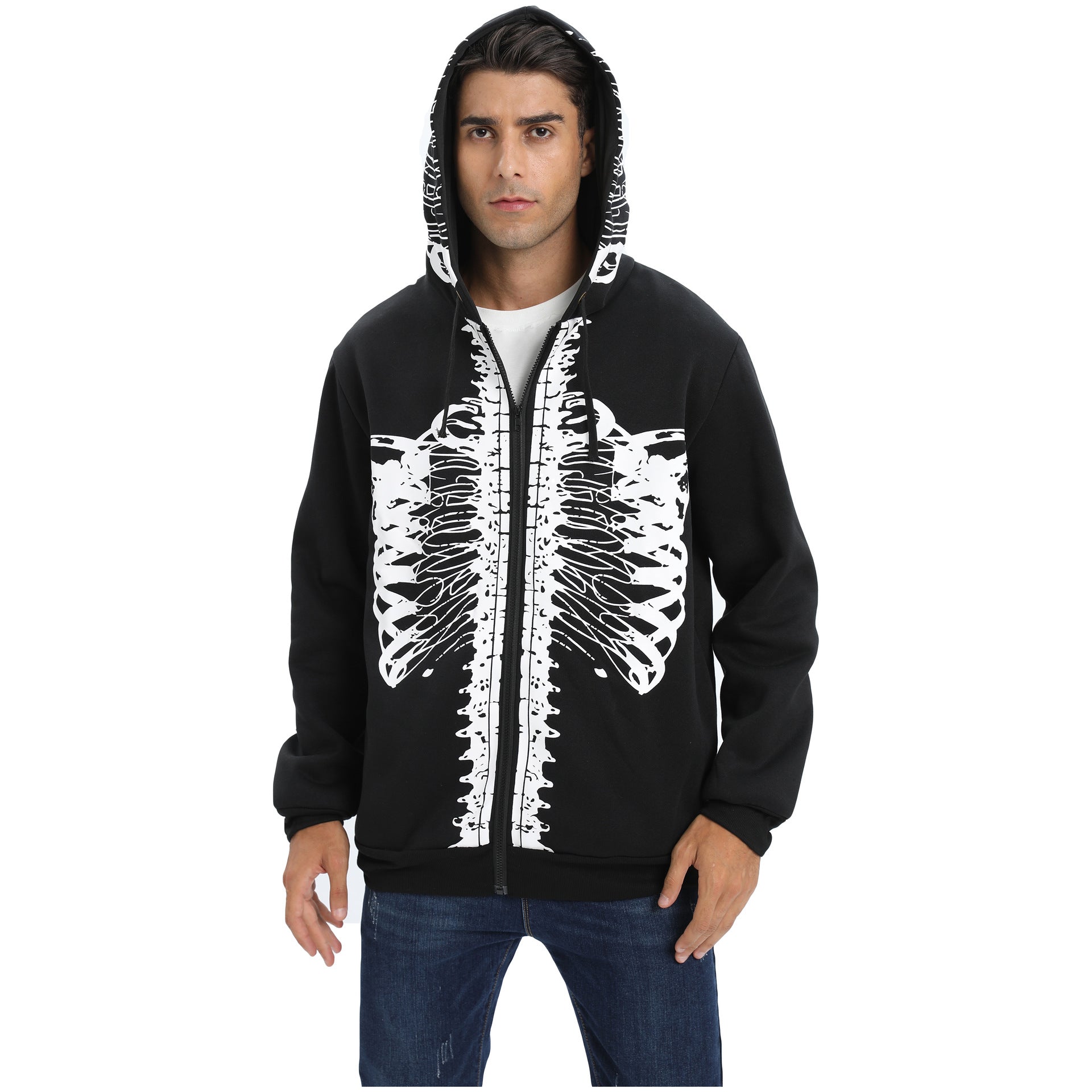 Men And Women Couple Christmas Halloween Hooded Fleece Casual Jacket 8