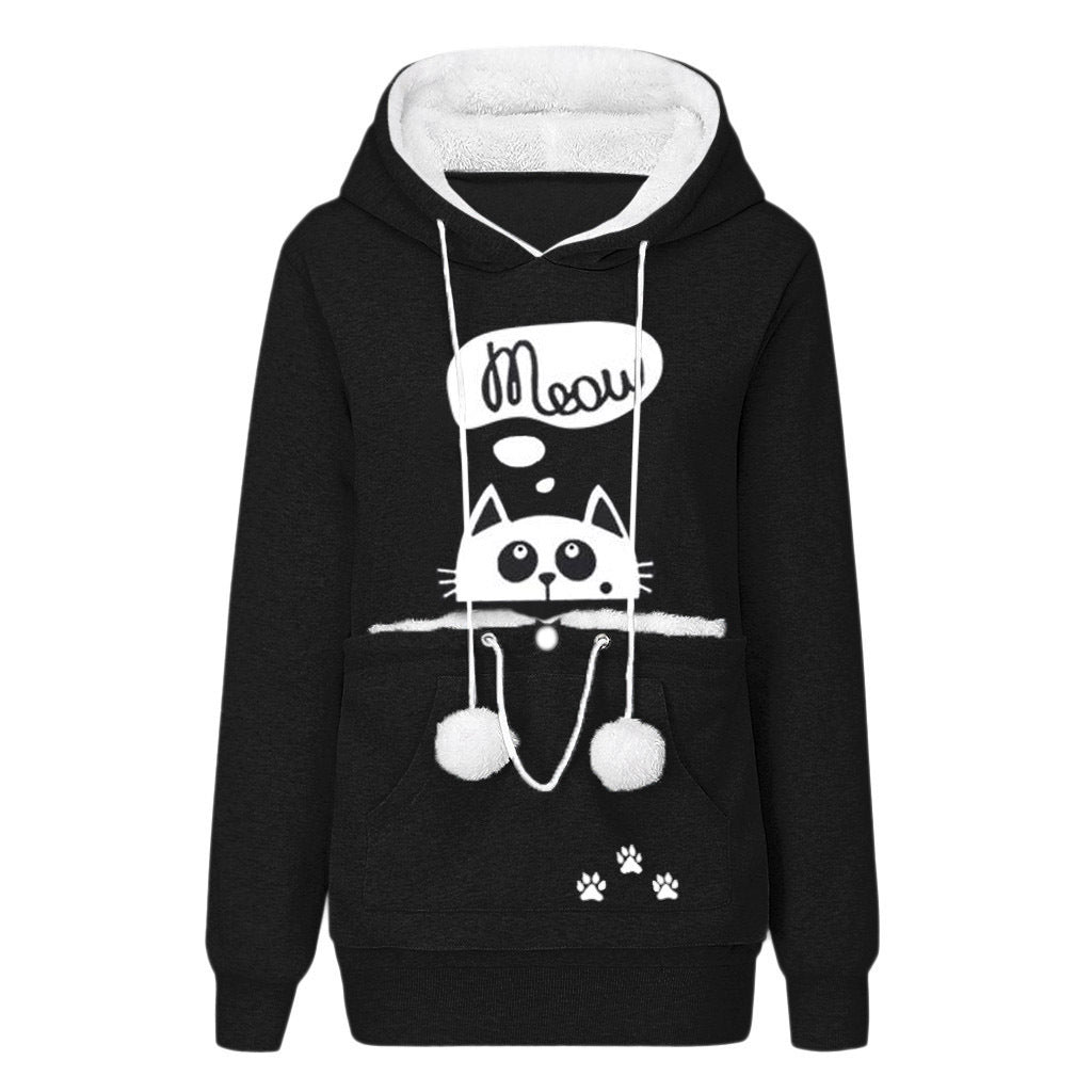 Women Autumn and Winter Print Casual Pocket Hoodies 7