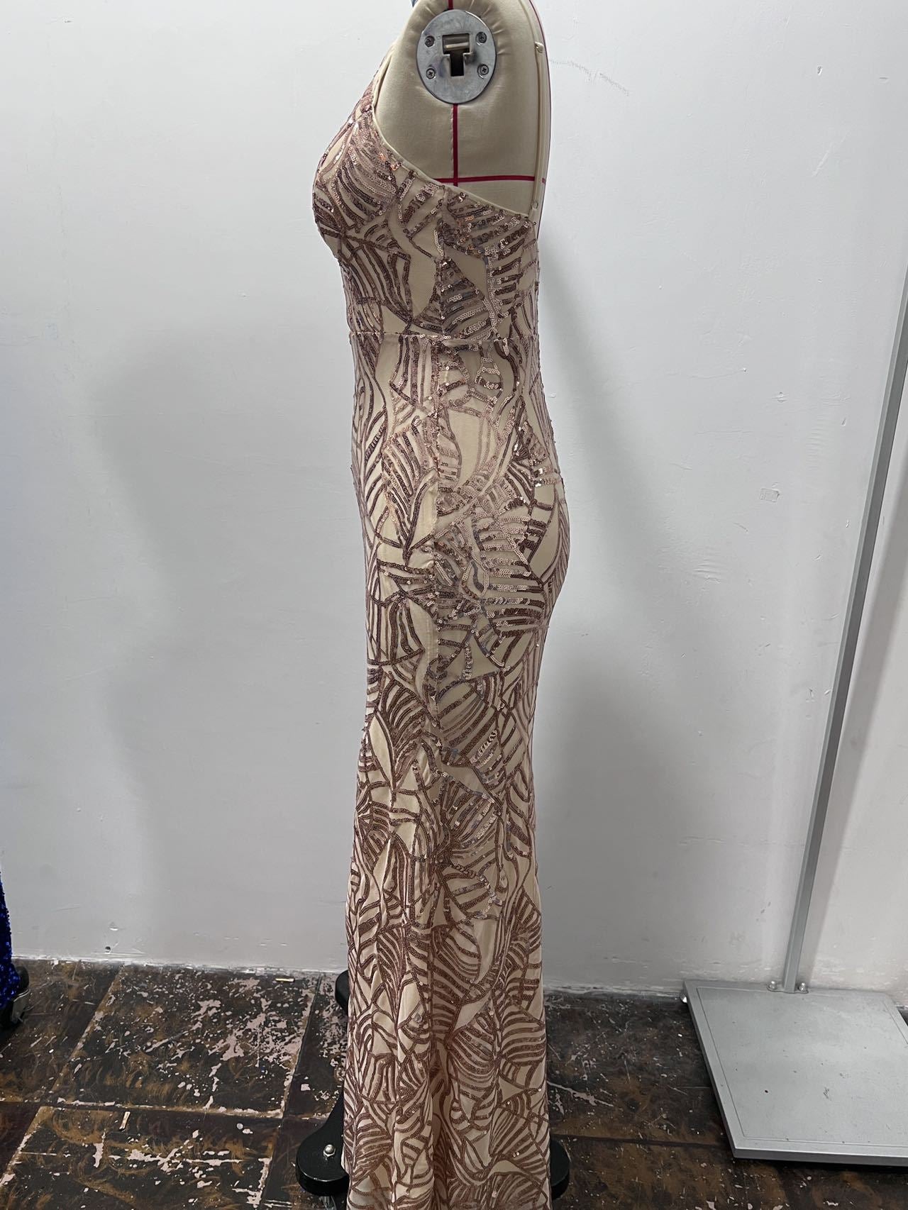 Women Sequin Summer Geometric Sequin Suspender Evening Dress 11