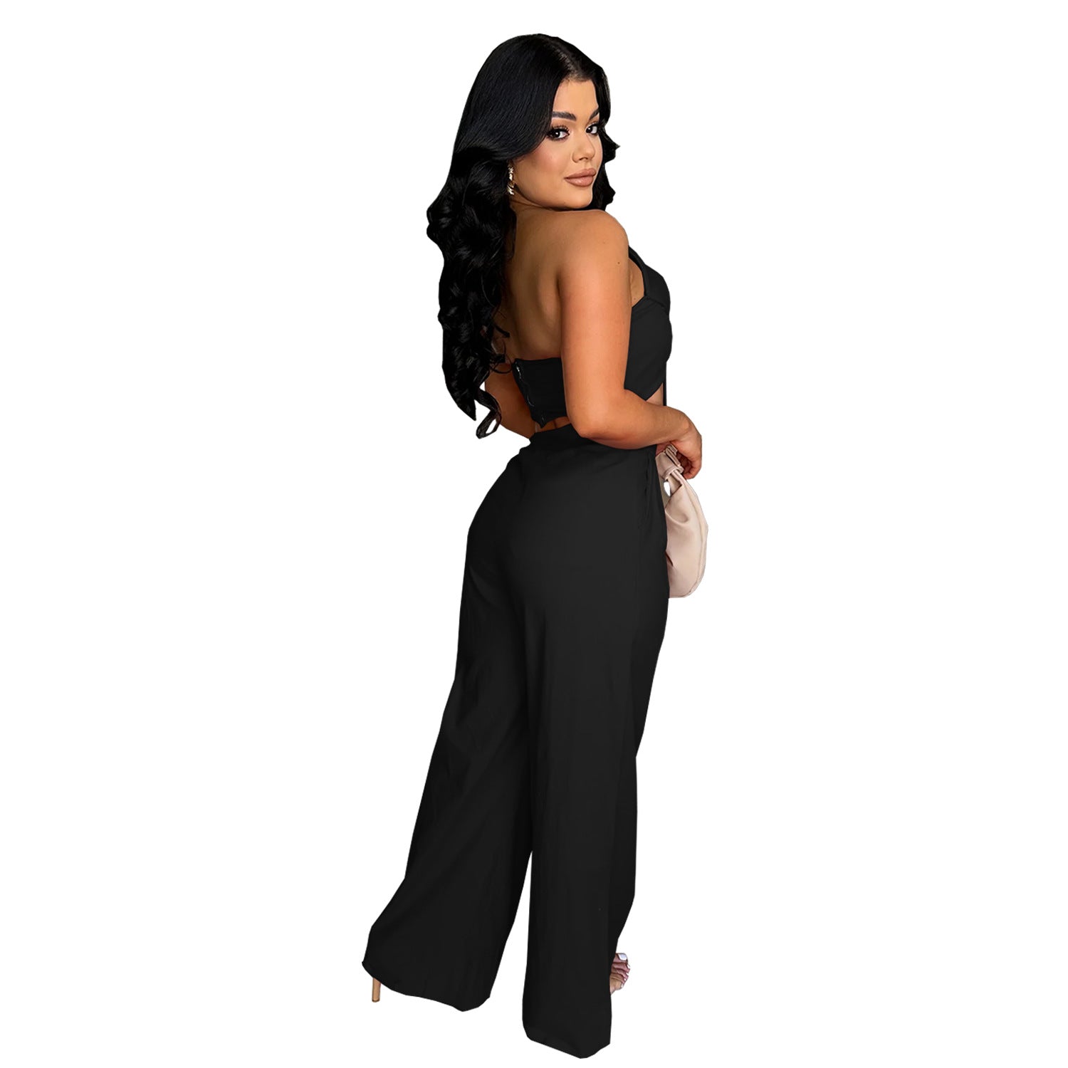 Women  Sexy Bowknot Top and Pants Two Piece Set 10