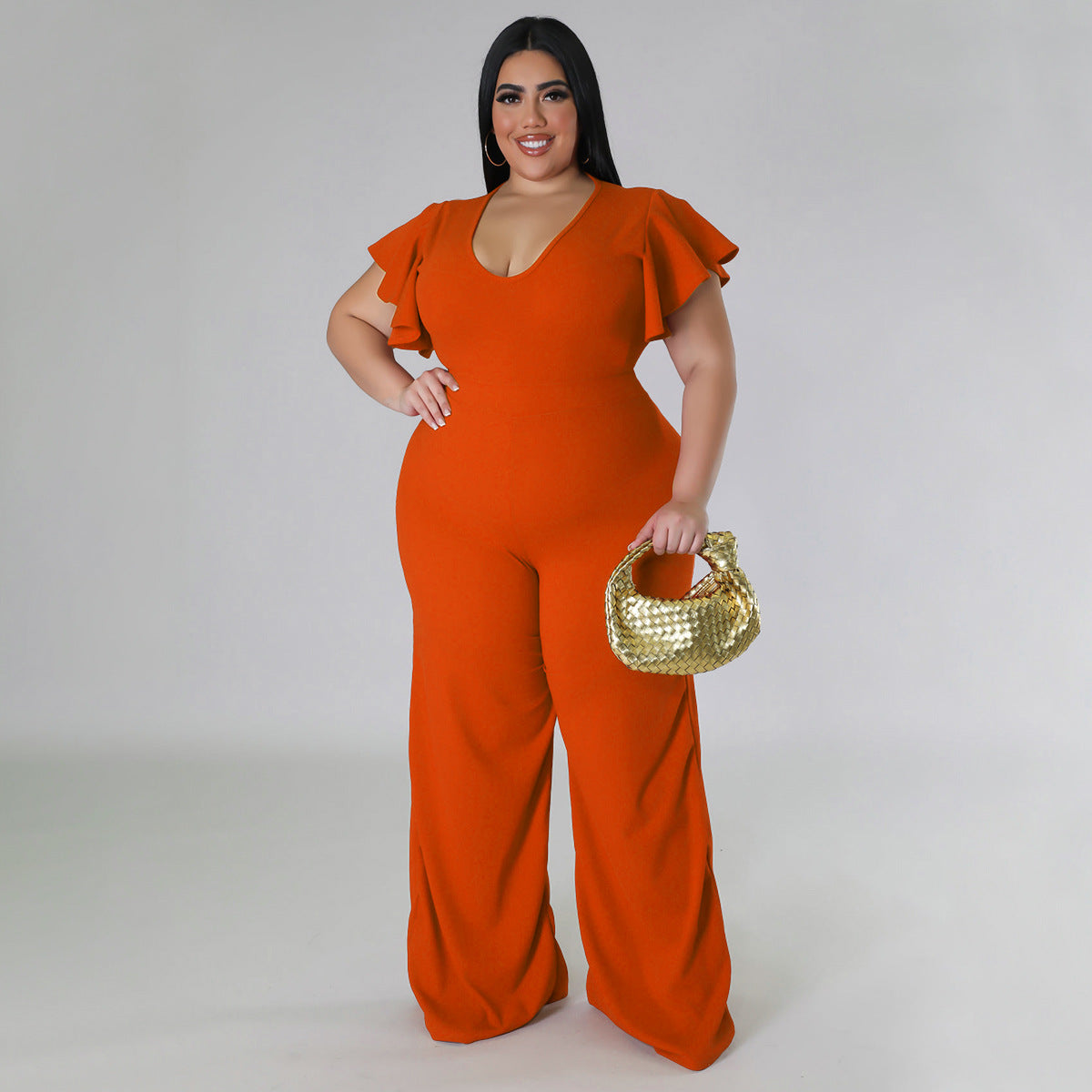 Plus Size Women's Multicolor Ruffle Pants Wide Leg Pants 7