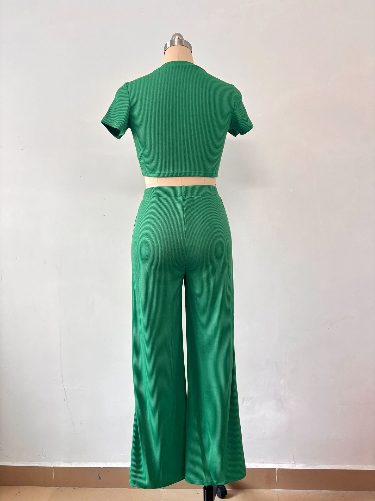 Short-Sleeved Fashionable and Sexy Crop T-Shirt Summer Trousers Two-Piece Set 19