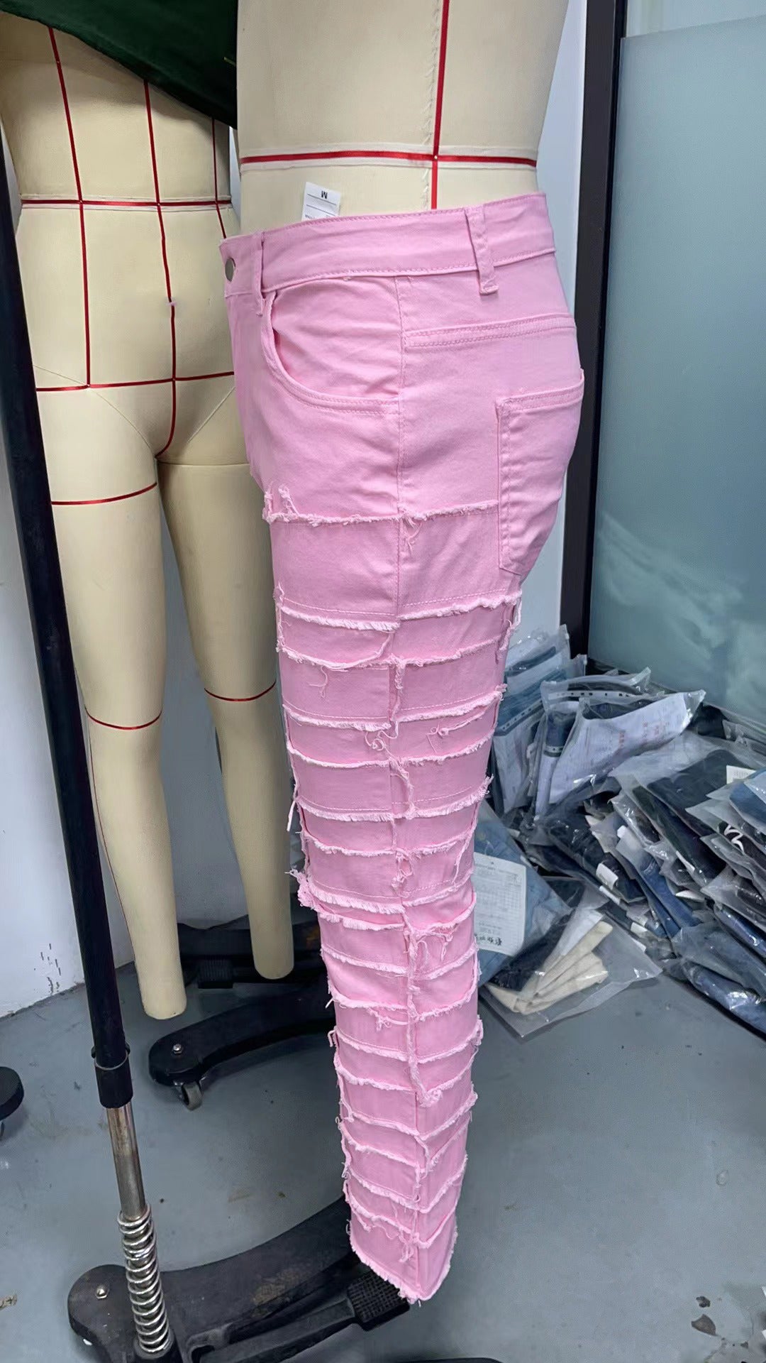 Men's Denim Straight Leg Pants Street Fashion Stretch Patch Denim Straight Leg Pants 22