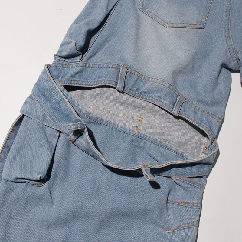 Women Street Denim Washed Cargo Wide-Leg Pants 23