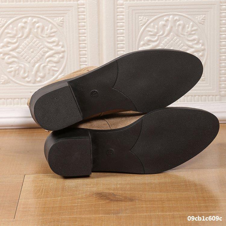 Women Winter Plush Thick Heel Pleated Knight Boots 12