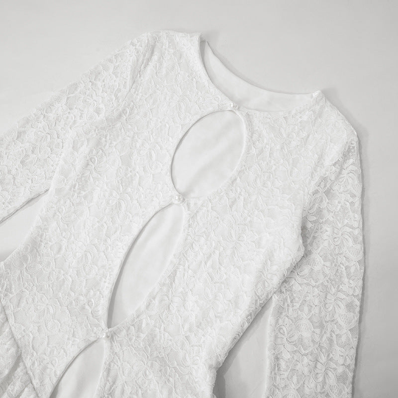 Spring Fashion Women's Slim Hollow Lace Patchwork Sexy Dress 11