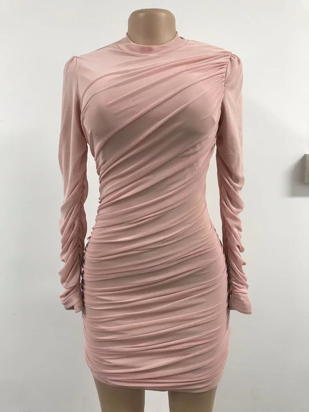 Women Long Sleeve Mesh Mini Dress