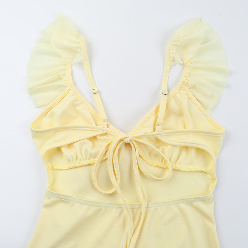 Women Sexy V-Neck Summer Ruffle Bodycon Dress 16